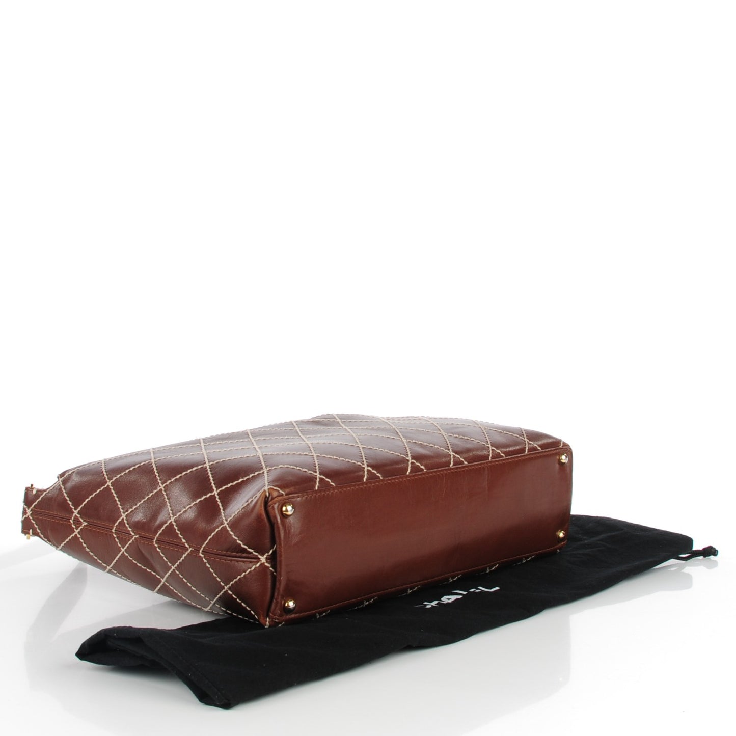 Calfskin Diamond Stitch Surpique Shoulder Bag Brown