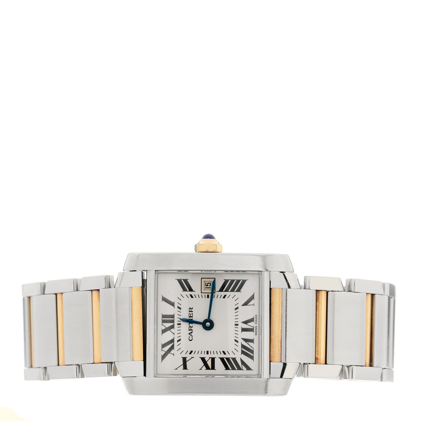 Stainless Steel 18K Yellow Gold 25mm Tank Francaise Quartz Watch