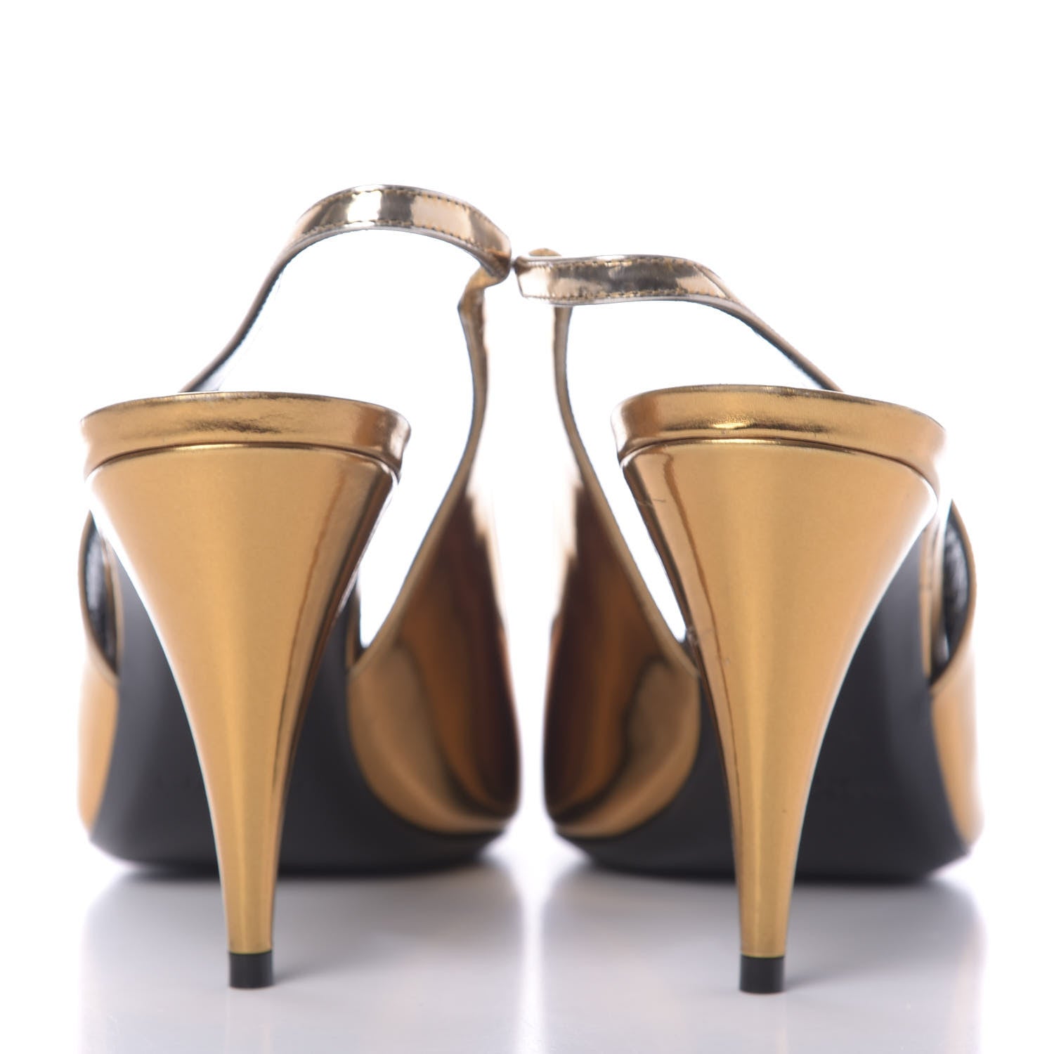 Saint Laurent Calfskin Kiki 110mm metallic slingback pumps 39.5 Gold 7 of 9