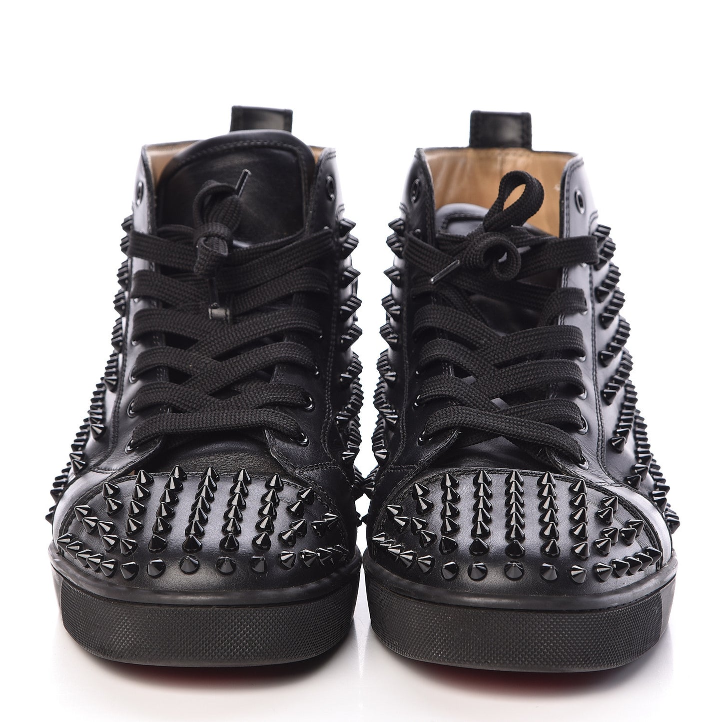 Calfskin Mens Louis Spikes Flat Sneakers 45 Black