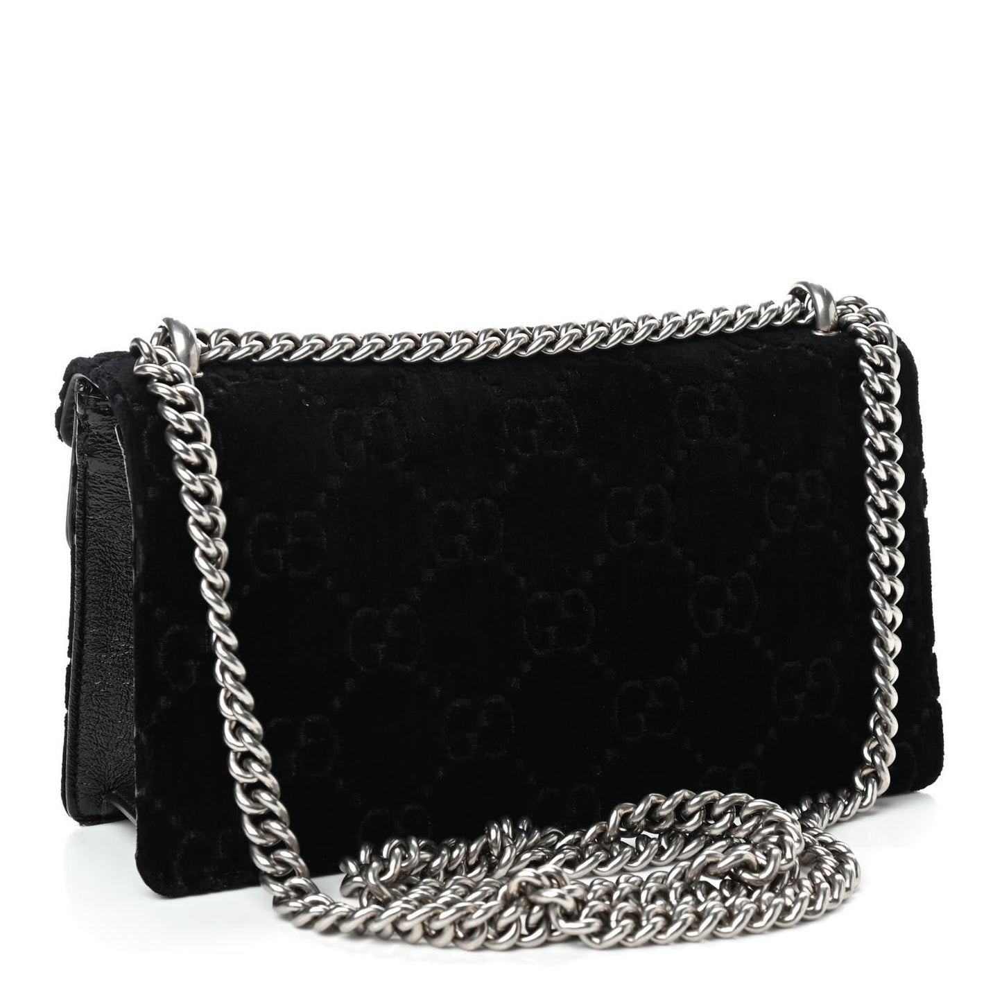 Velvet Skipper Crystal GG Monogram Small Dionysus Shoulder Bag Black Black Diamond