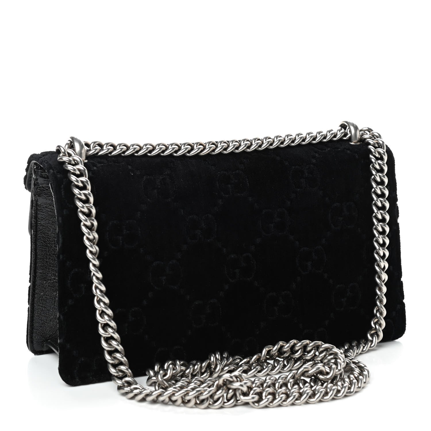 Gucci Velvet Skipper Crystal GG Monogram Small Dionysus Shoulder Bag Black Black Diamond 3 of 9