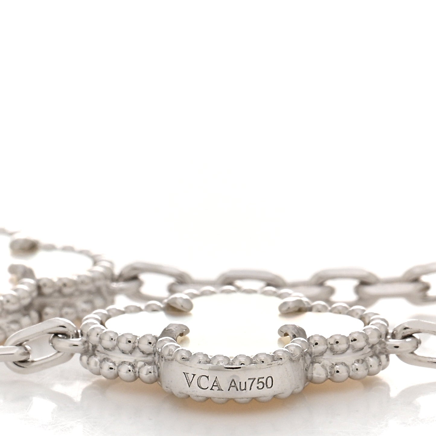 18K White Gold Mother of Pearl 5 Motifs Vintage Alhambra Bracelet