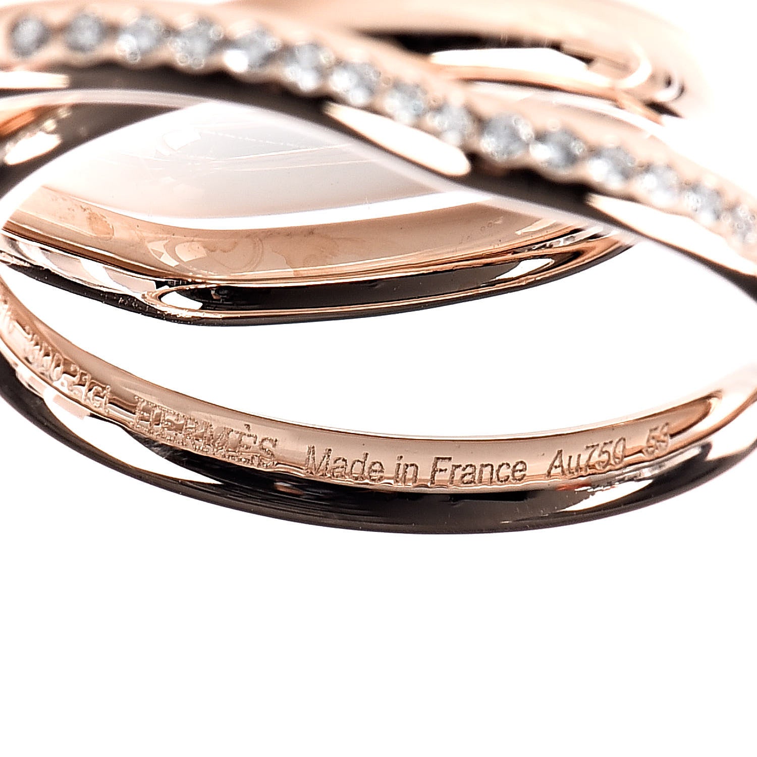 Hermes 18K Rose Gold Diamond Vertige Coeur Ring 53 6.25 4 of 5