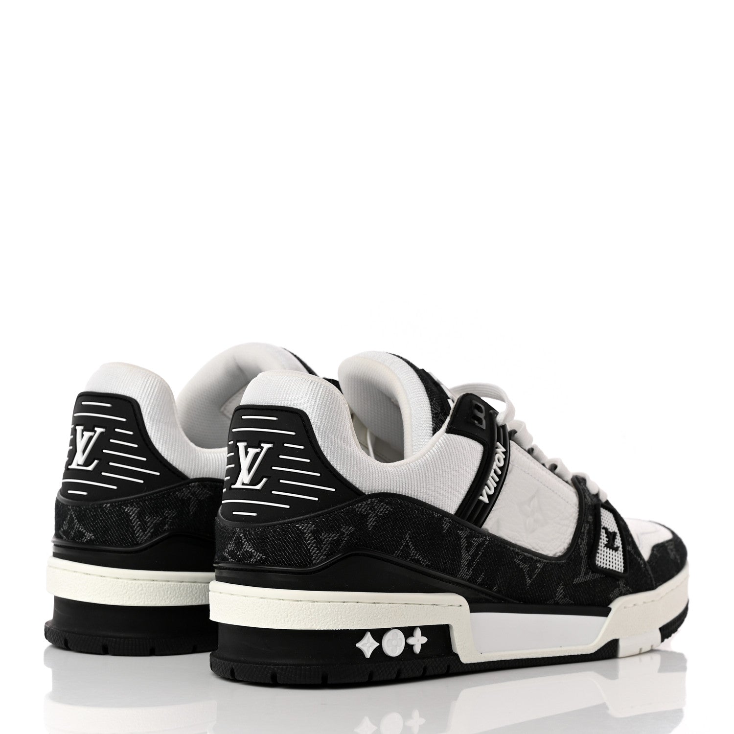 Louis Vuitton Calfskin Monogram Denim Mens LV Trainer Sneakers 6.5 Black 4 of 15