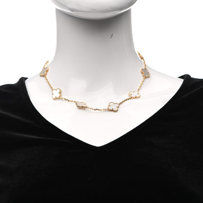 Van Cleef & Arpels 18K Yellow Gold Mother of Pearl 10 Motifs Vintage Alhambra Necklace 2 of 6