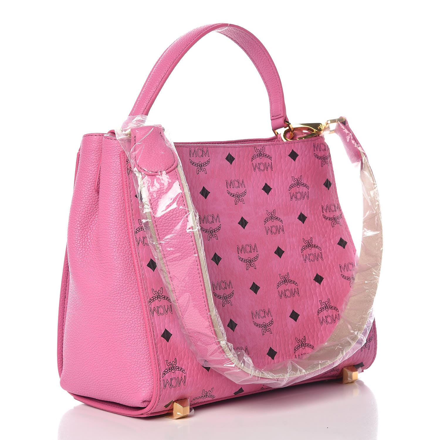 MCM Visetos Small Corina Shoulder Bag Pink 3 of 10