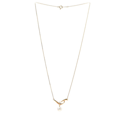 Mikimoto 18K Yellow Gold Diamond Akoya Pearl 7mm Swirl Pendant Necklace 3 of 4