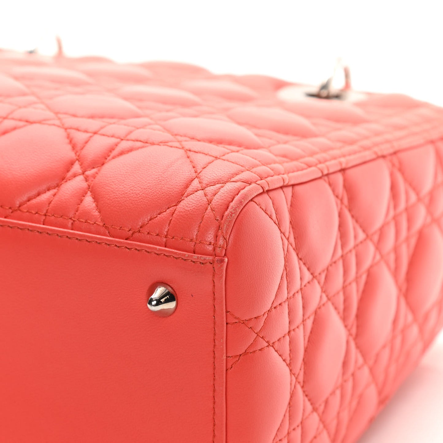 Lambskin Cannage Medium Lady Dior Coral