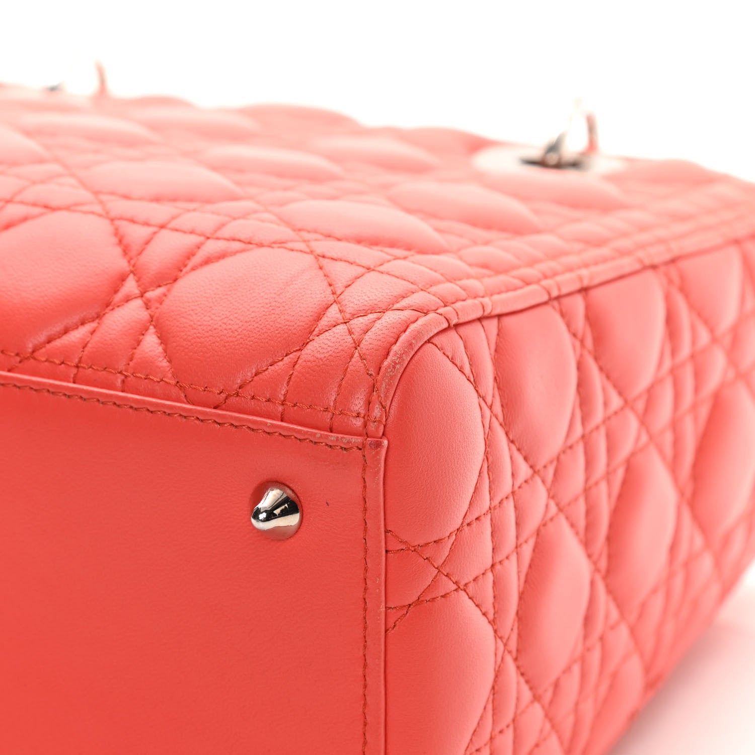 Christian Dior Lambskin Cannage Medium Lady Dior Coral 10 of 13