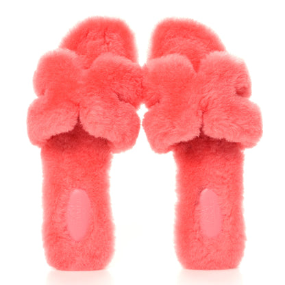 Hermes Woolskin Oran Sandals 38.5 Rose Du Desert 2 of 9