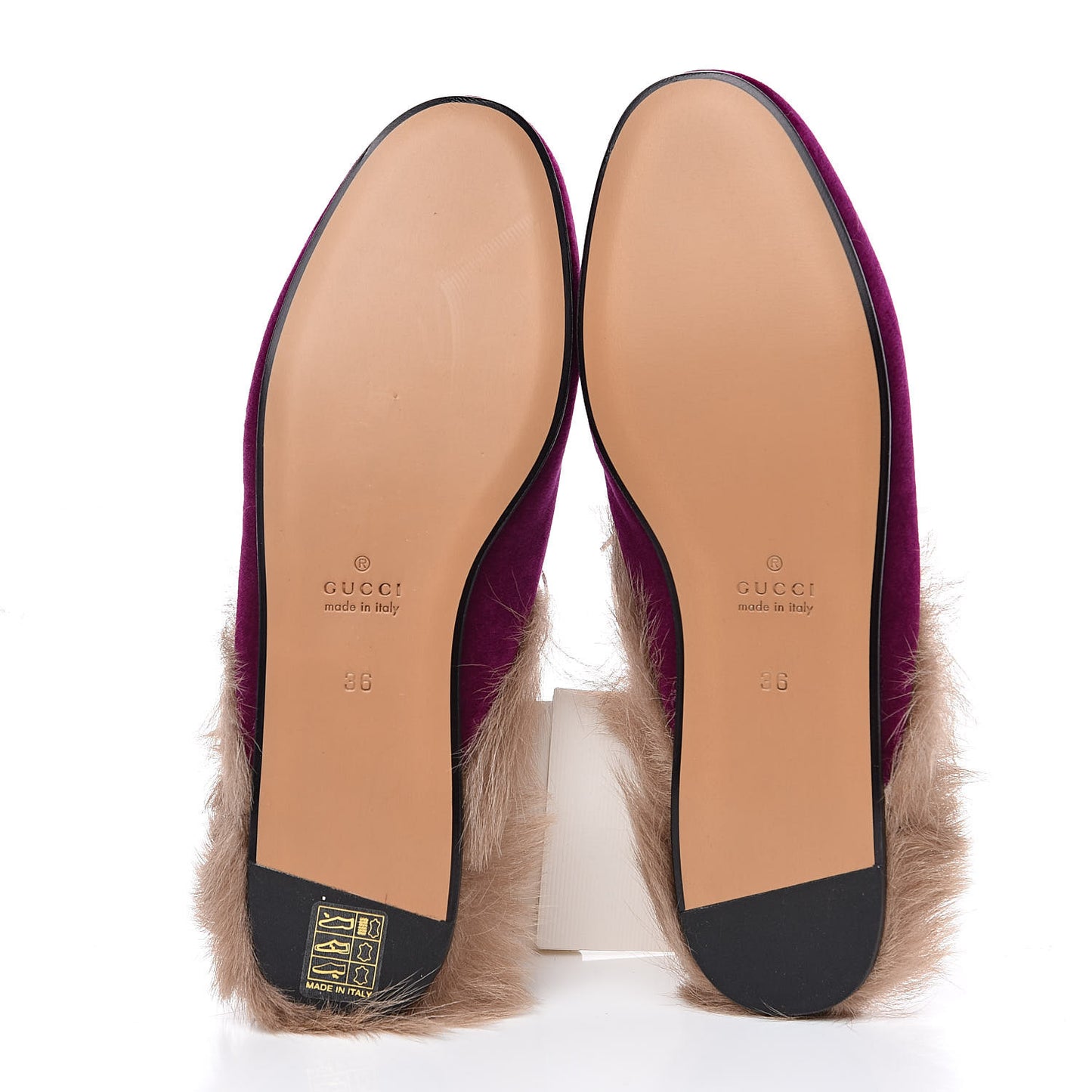 Velvet Fur Womens Princetown Slippers 36 Fucsia Violet Cyclamen Natural