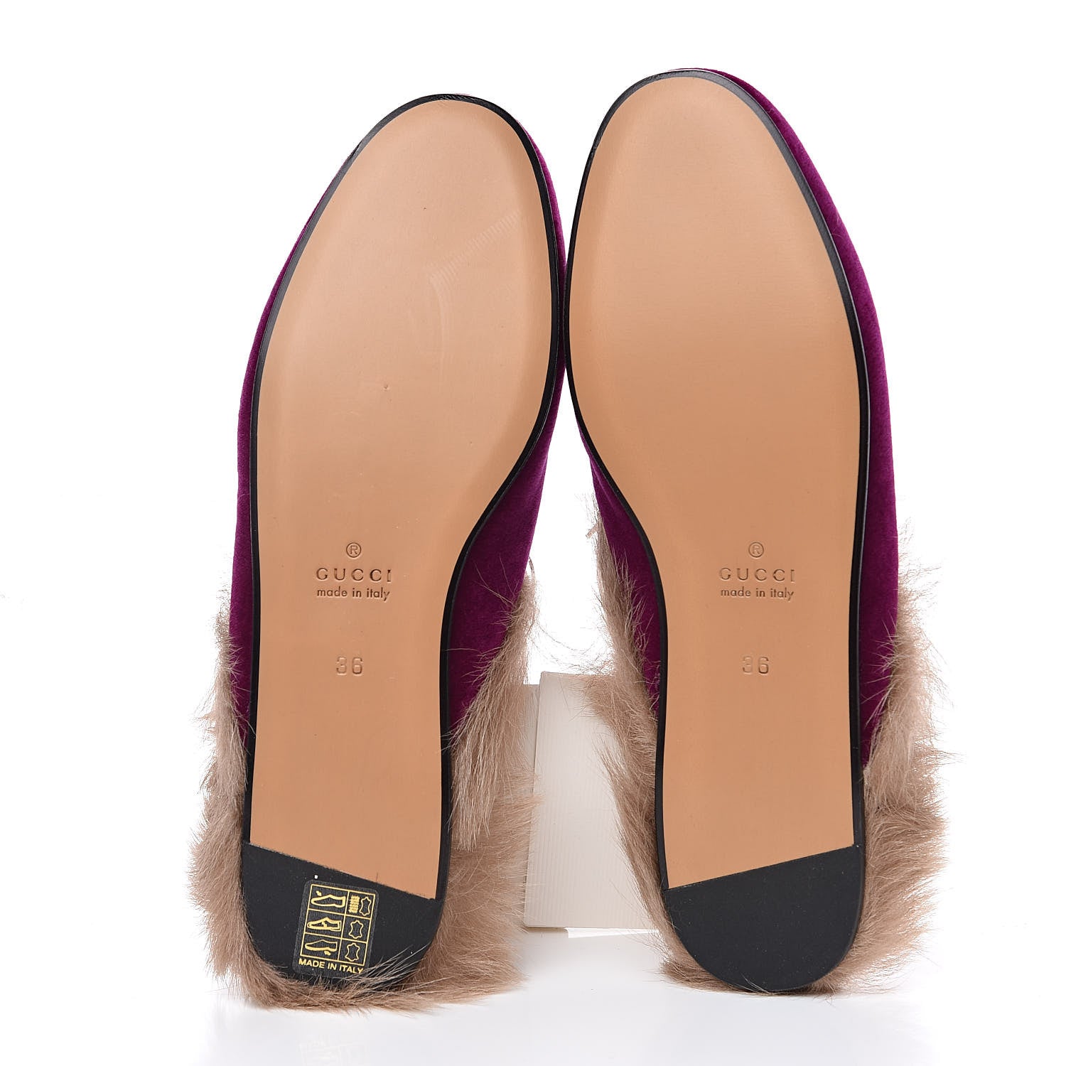 Gucci Velvet Fur Womens Princetown Slippers 36 Fucsia Violet Cyclamen Natural 5 of 8