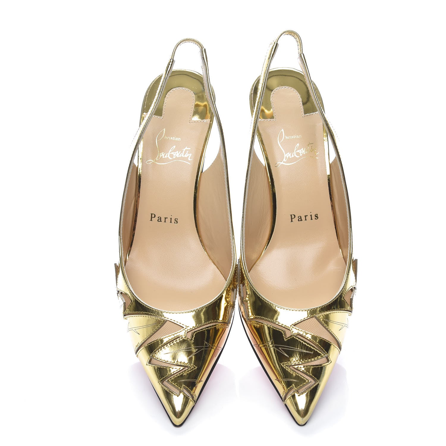 Christian Louboutin Rete Specchio Frescobella 70 Pumps 37 Gold 5 of 9
