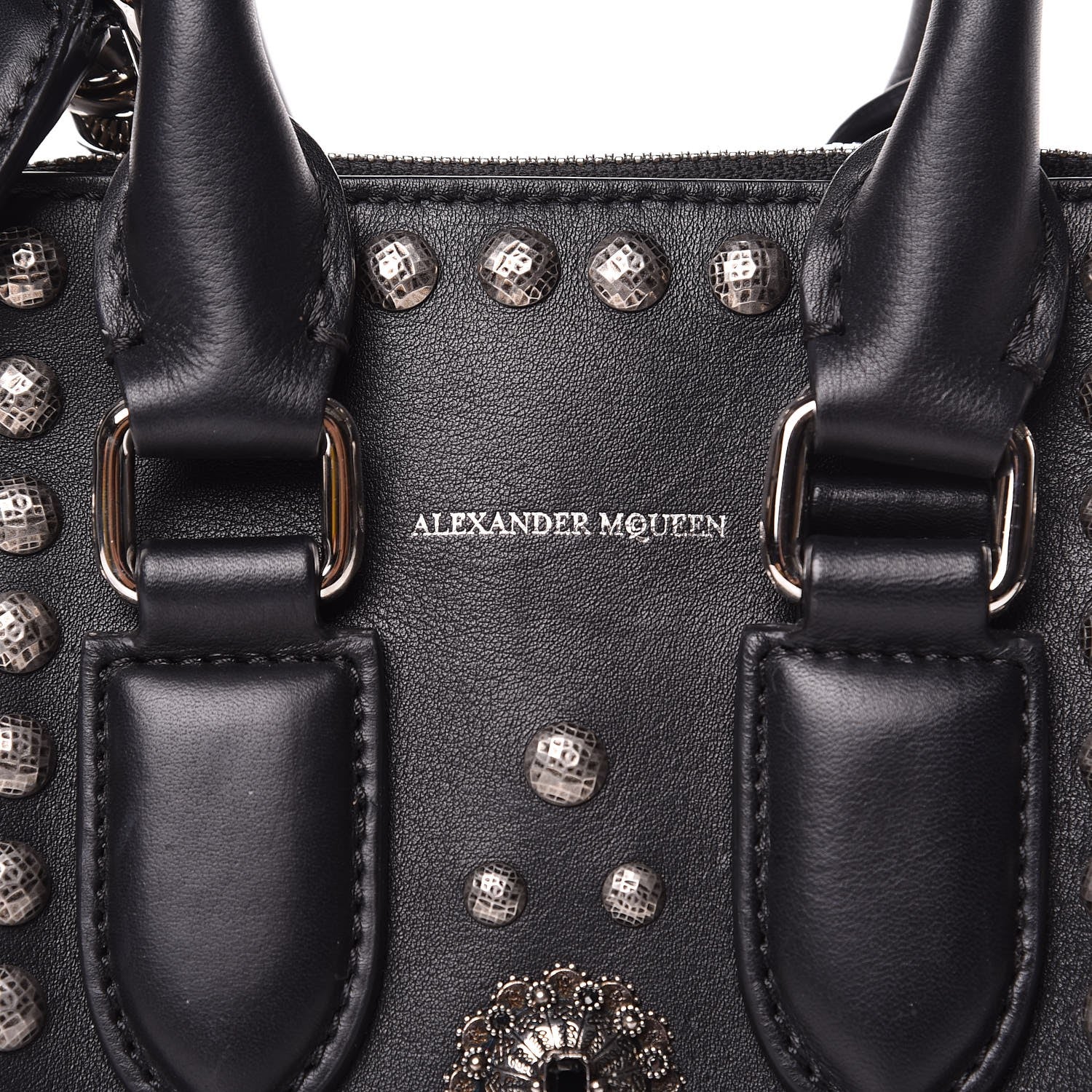 Alexander McQueen Calfskin Studded Crystal Embellished Mini Heroine Black 6 of 9