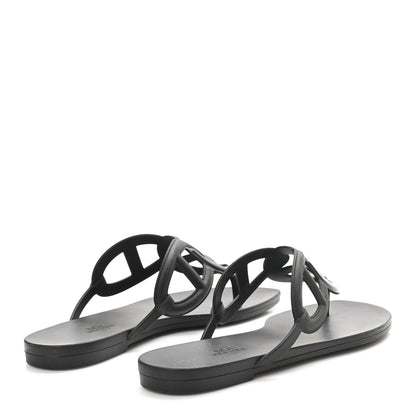 Hermes Rubber Womens Egerie Sandals 40 Black 5 of 10
