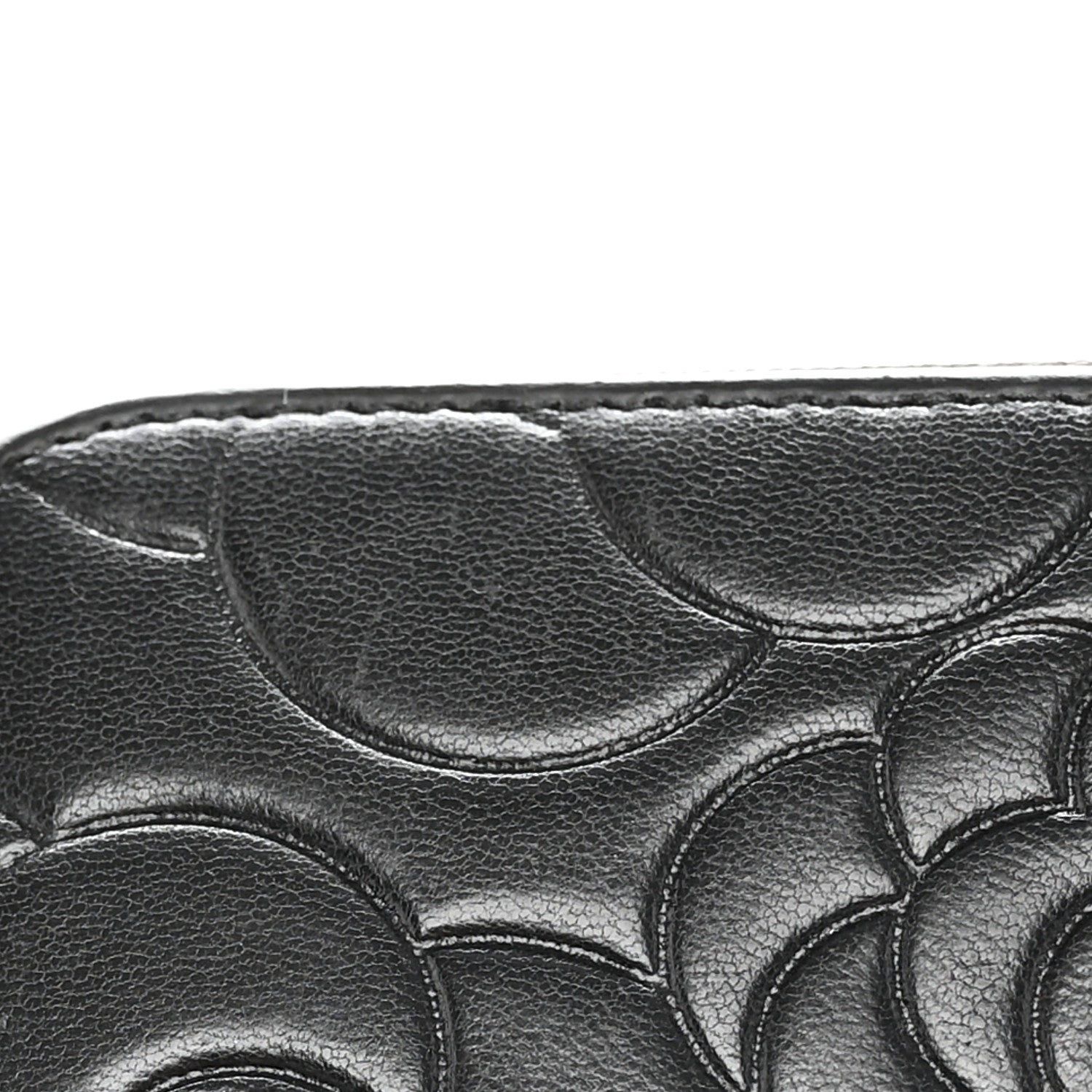 Chanel Lambskin Camellia Embossed Zip Around Organizer Wallet Black 16 of 16