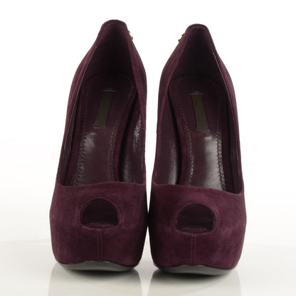 Louis Vuitton Suede Oh Really Peep Toe Pumps 36.5 Amarante 2 of 7