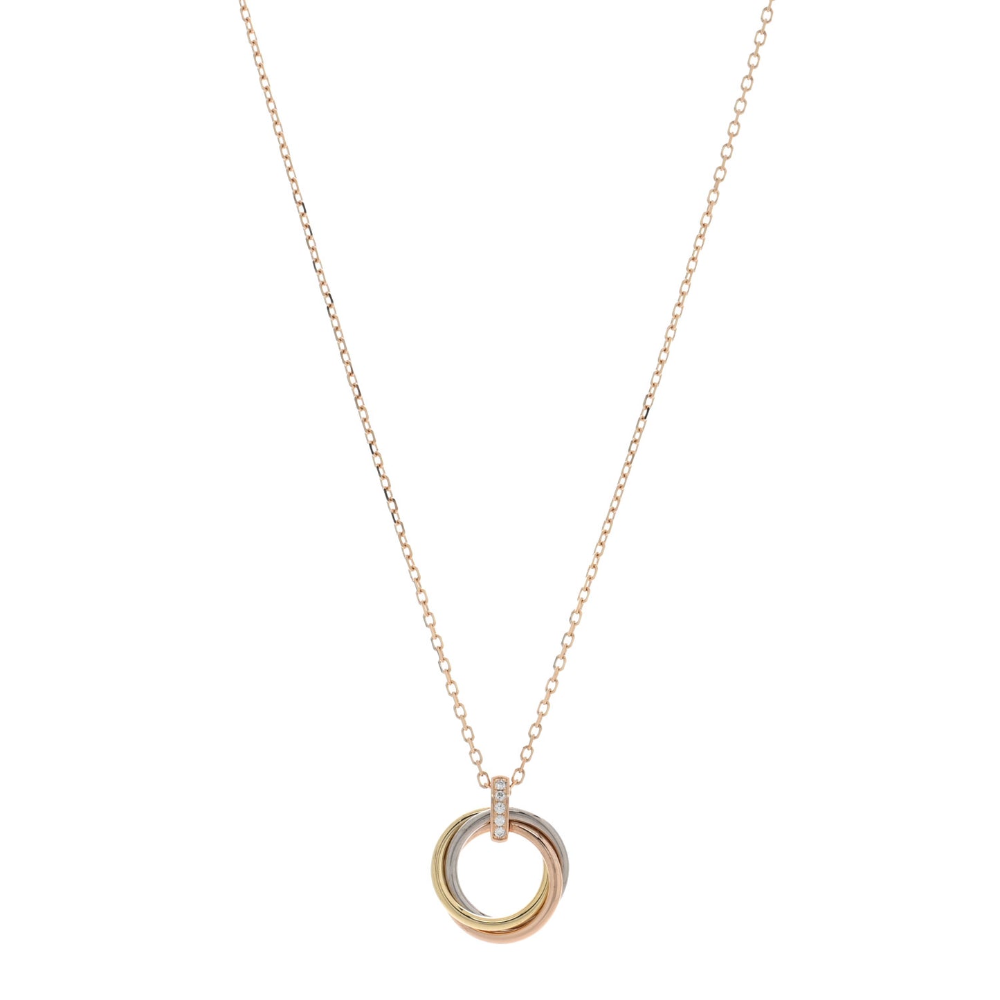 18K Pink White Yellow Gold Diamond Trinity Pendant Necklace