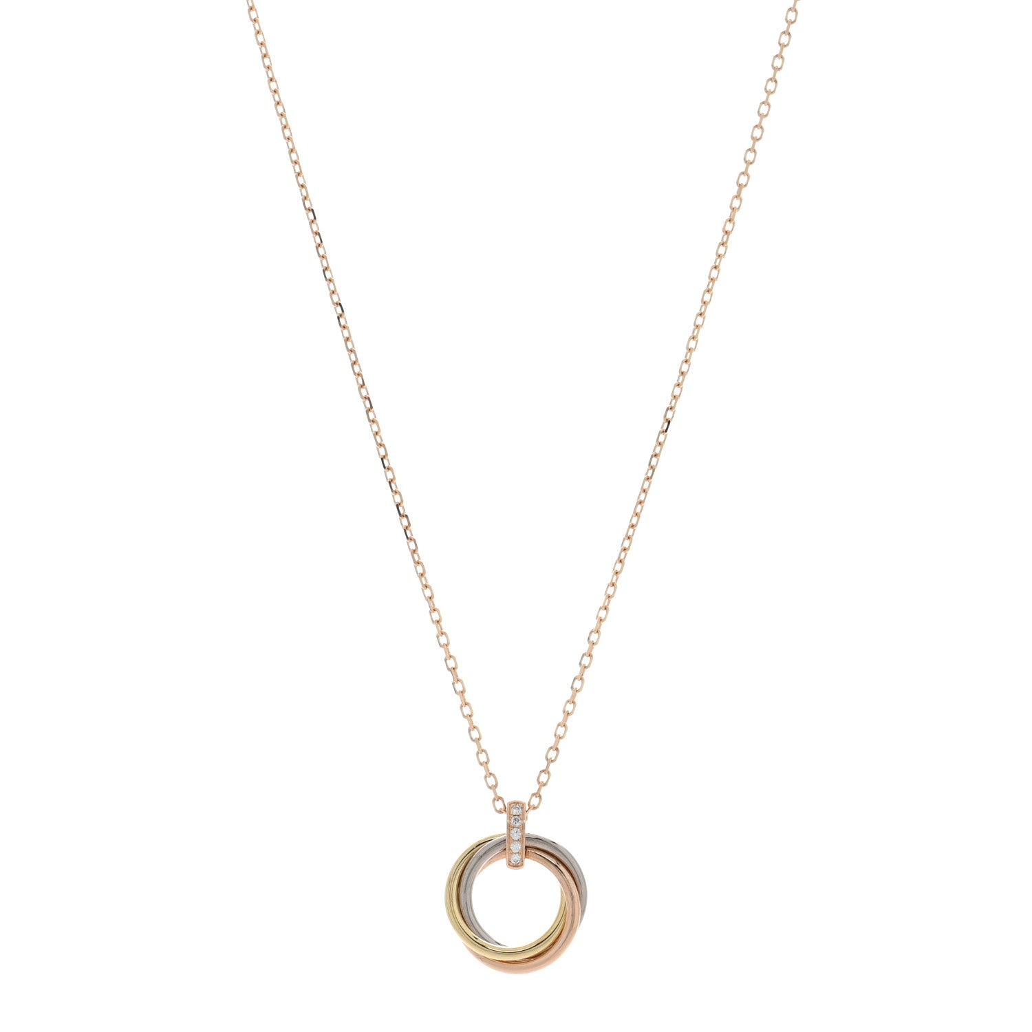 Cartier 18K Pink White Yellow Gold Diamond Trinity Pendant Necklace 1 of 4