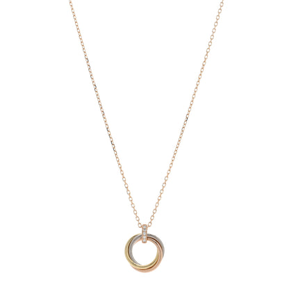 Cartier 18K Pink White Yellow Gold Diamond Trinity Pendant Necklace 1 of 4