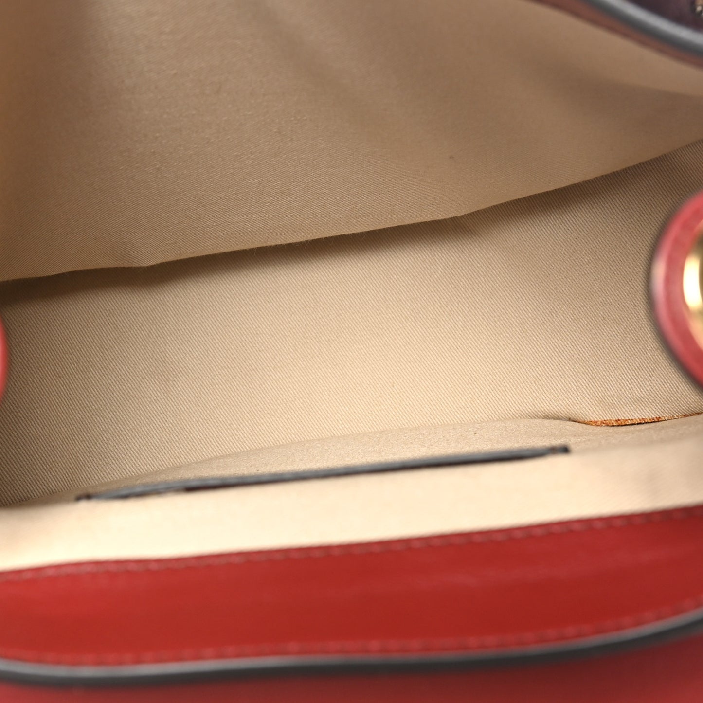 Calfskin Watersnake Embossed Large Tess Bag Red Black