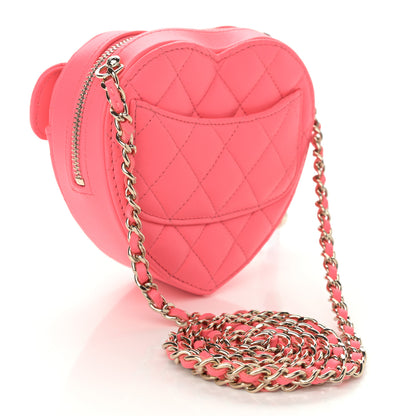 Chanel Lambskin Quilted CC In Love Heart Clutch With Chain Pink 3 of 10