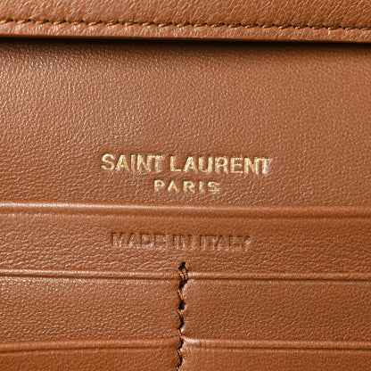 Saint Laurent Lambskin Carre Quilted Cassandre Chain Wallet Brown 7 of 12