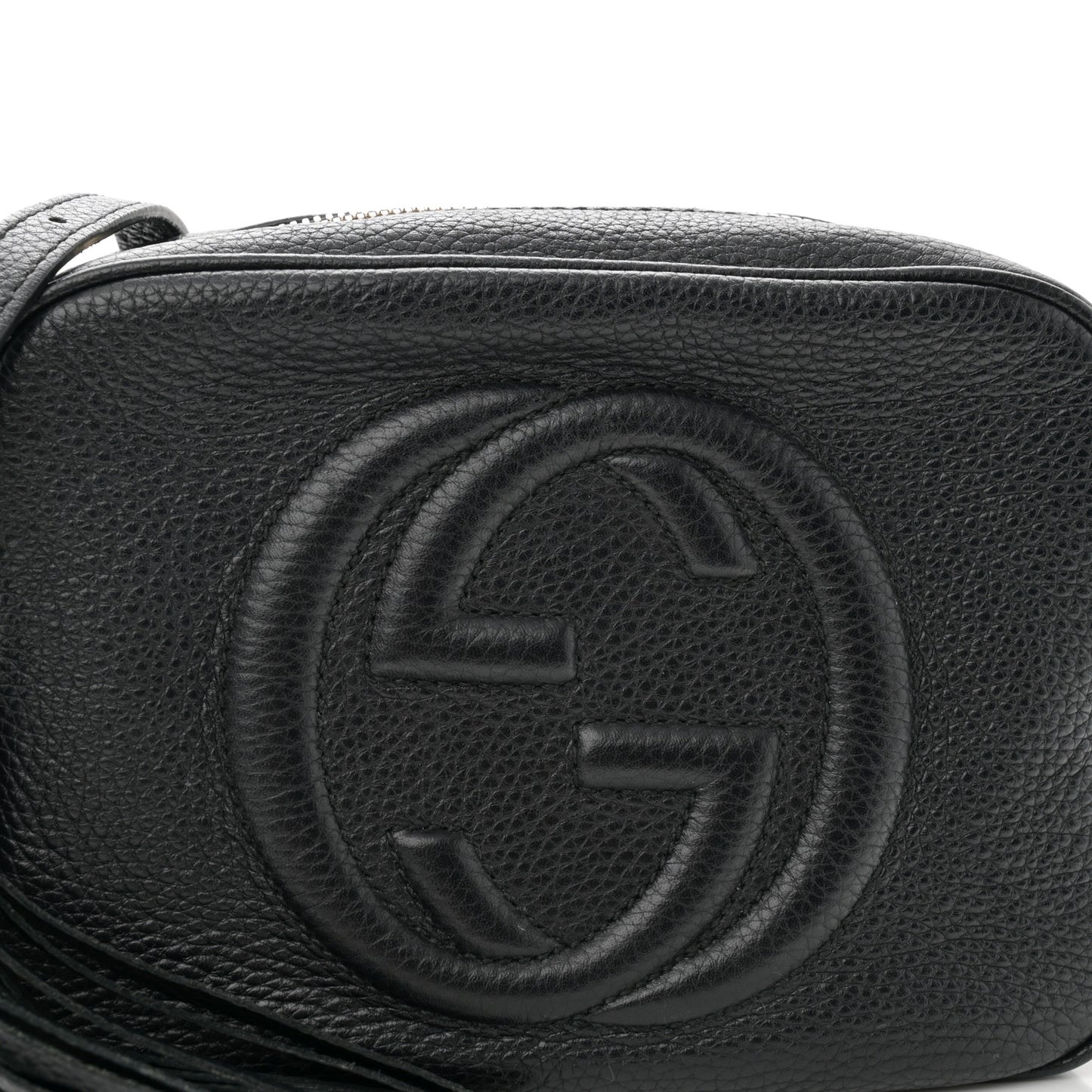 Pebbled Calfskin Small Soho Disco Bag Black