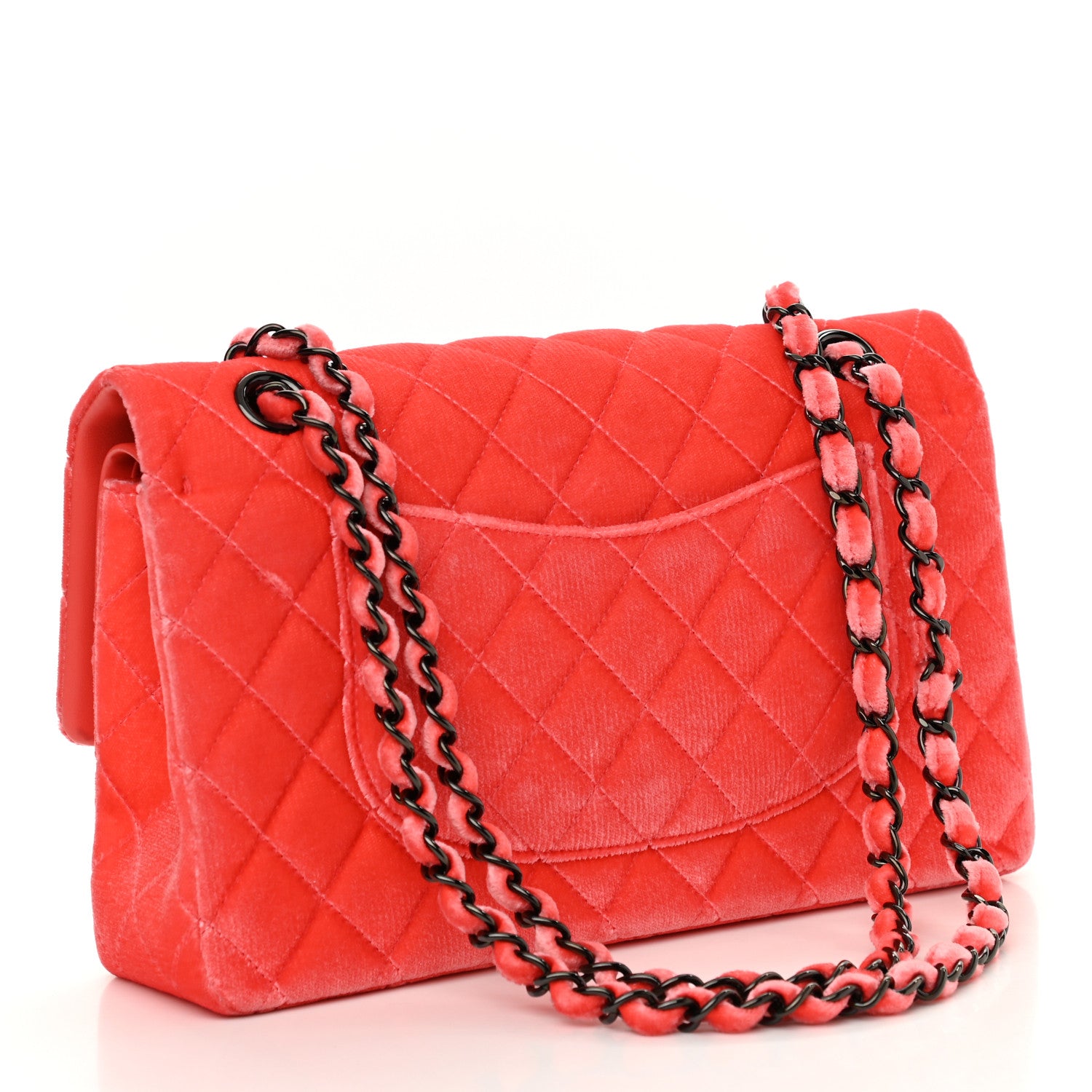 Chanel Velvet Quilted Medium Double Flap Coral 3 of 13
