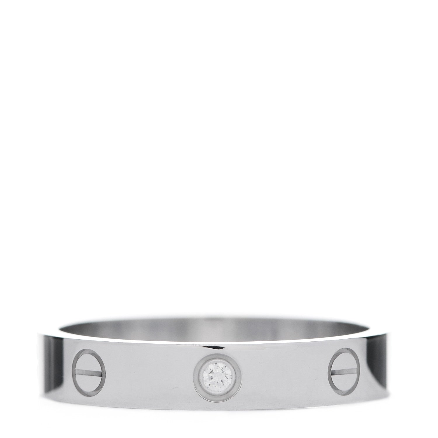 Cartier 18K White Gold Diamond 4mm LOVE Wedding Band Ring 60 9.25 1 of 4