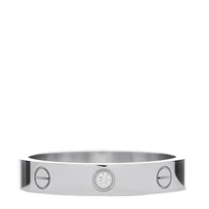 Cartier 18K White Gold Diamond 4mm LOVE Wedding Band Ring 60 9.25 1 of 4