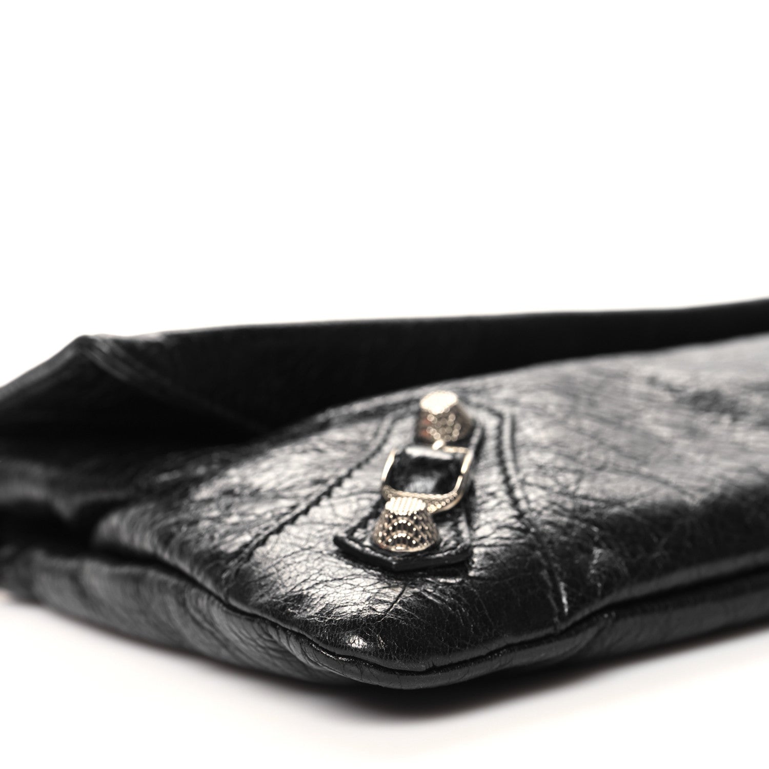 Balenciaga Agneau Giant 12 Silver Hardware Envelope Strap Clutch Black 12 of 14