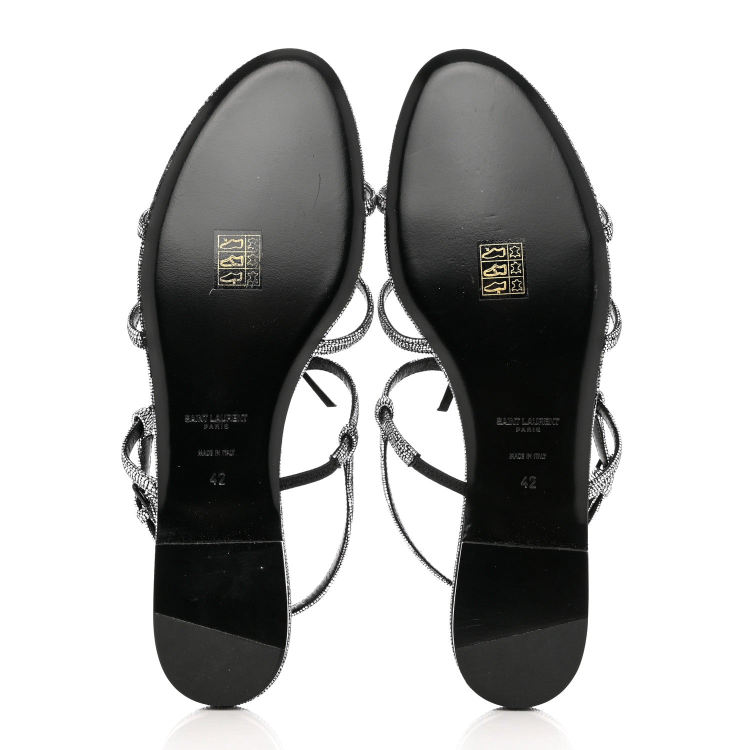 Saint Laurent Calfskin Cassandra Monogram Sandals 42 Argento 5 of 8