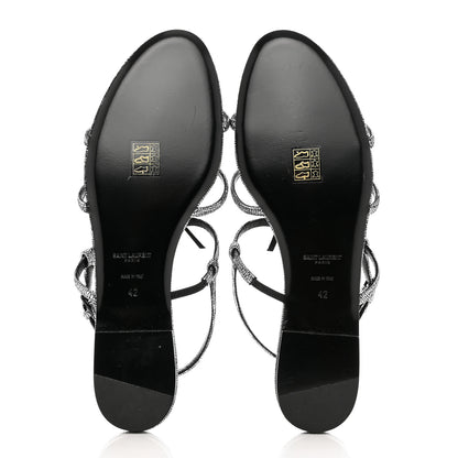 Saint Laurent Calfskin Cassandra Monogram Sandals 42 Argento 5 of 8