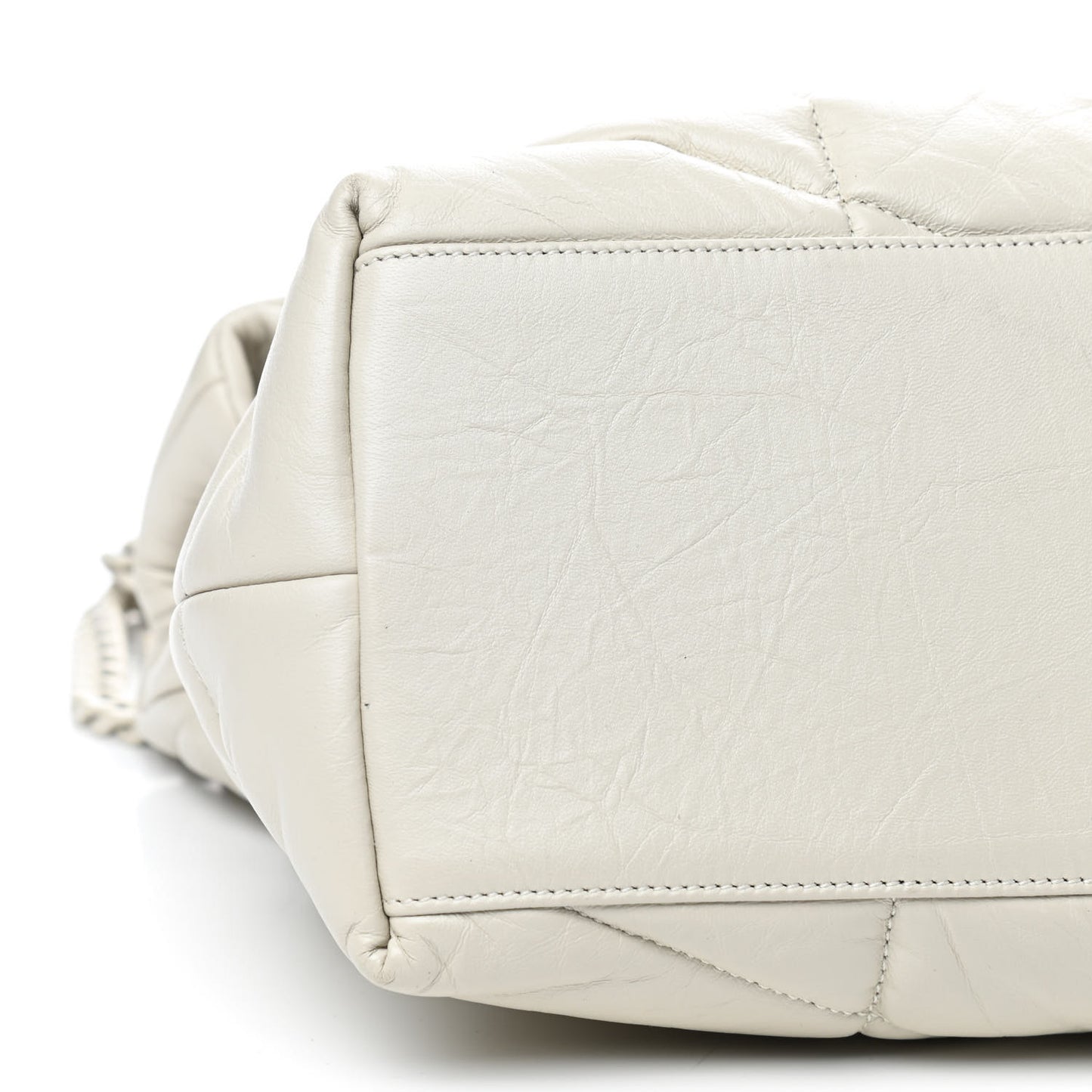 Lambskin Quilted Medium Loulou Puffer Monogram Chain Satchel Blanc Vintage