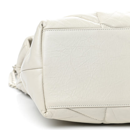 Saint Laurent Lambskin Quilted Medium Loulou Puffer Monogram Chain Satchel Blanc Vintage 6 of 10