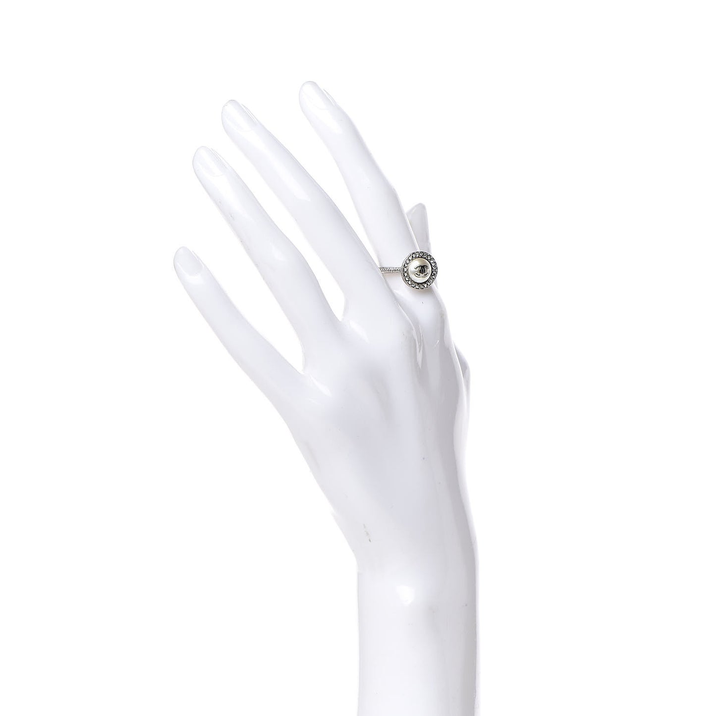 Pearl Crystal CC Ring 6 Silver