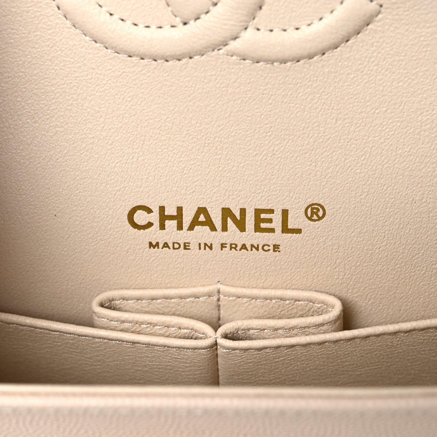 Caviar Quilted Small Double Flap Light Beige