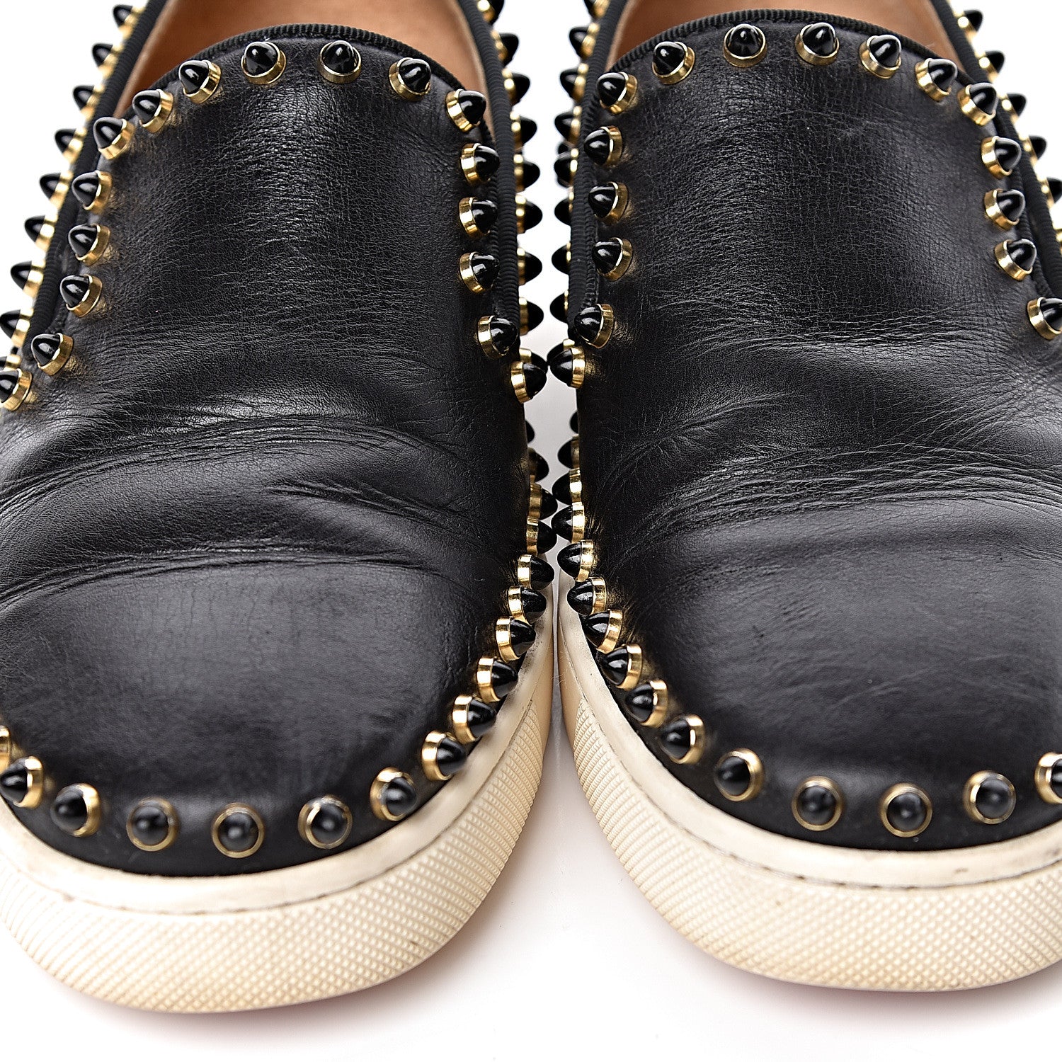 Christian Louboutin Calfskin Studded Womens Cador Flat 35.5 Black 12 of 17