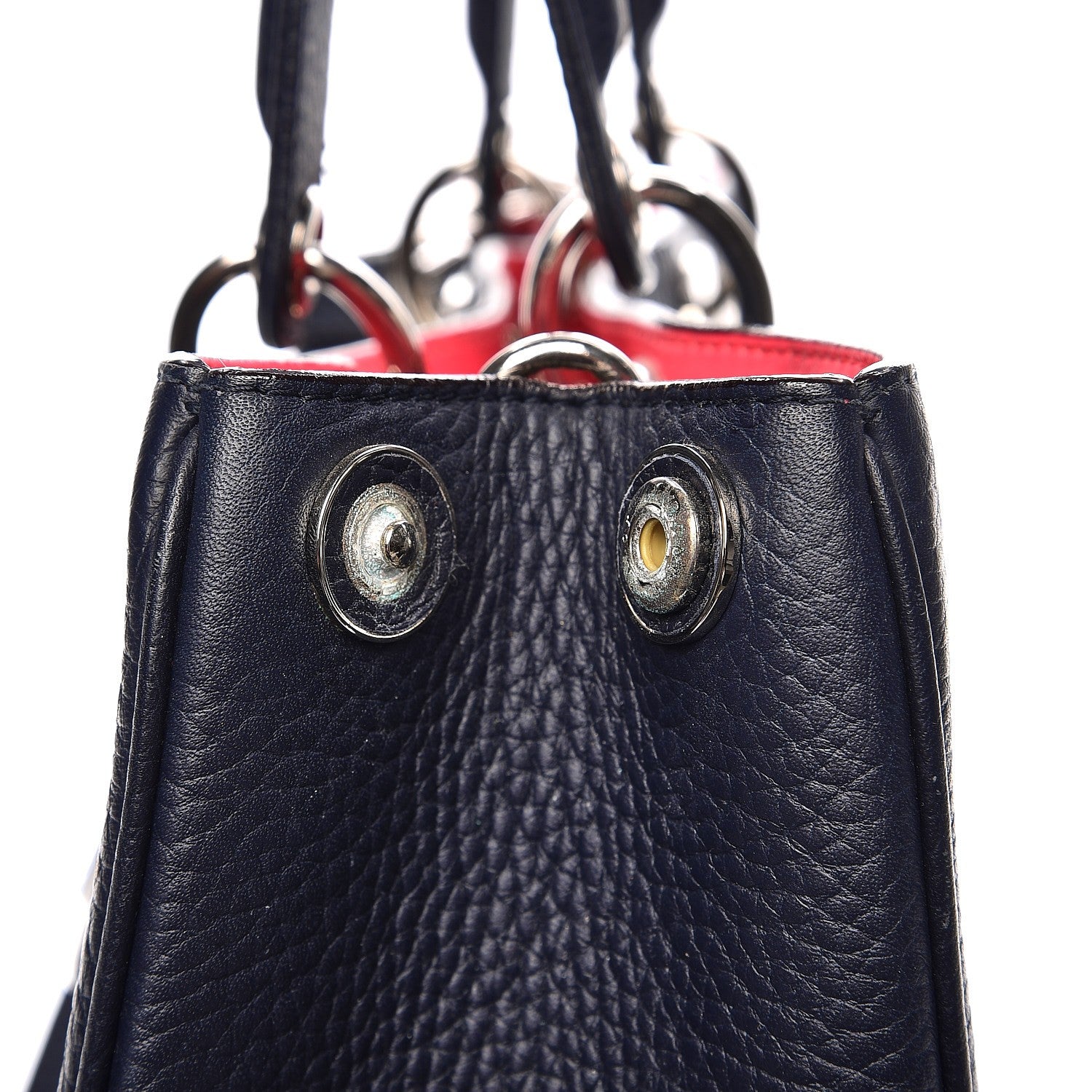 Christian Dior Bullcalf Medium Diorissimo Tote Navy Fuchsia 9 of 28