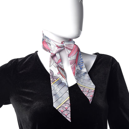 Hermes Silk Tree Of Song Twilly Bleu Pale Rose Blue Jean 2 of 4