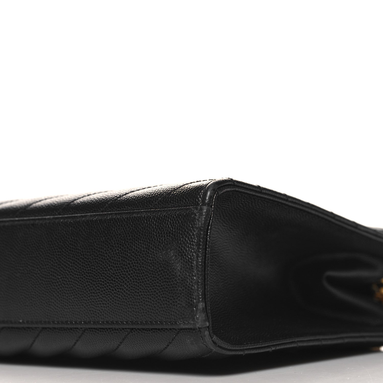 Saint Laurent Grain De Poudre Matelasse Chevron Large Monogram Satchel Black 9 of 10