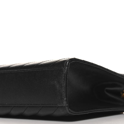 Saint Laurent Grain De Poudre Matelasse Chevron Large Monogram Satchel Black 9 of 10