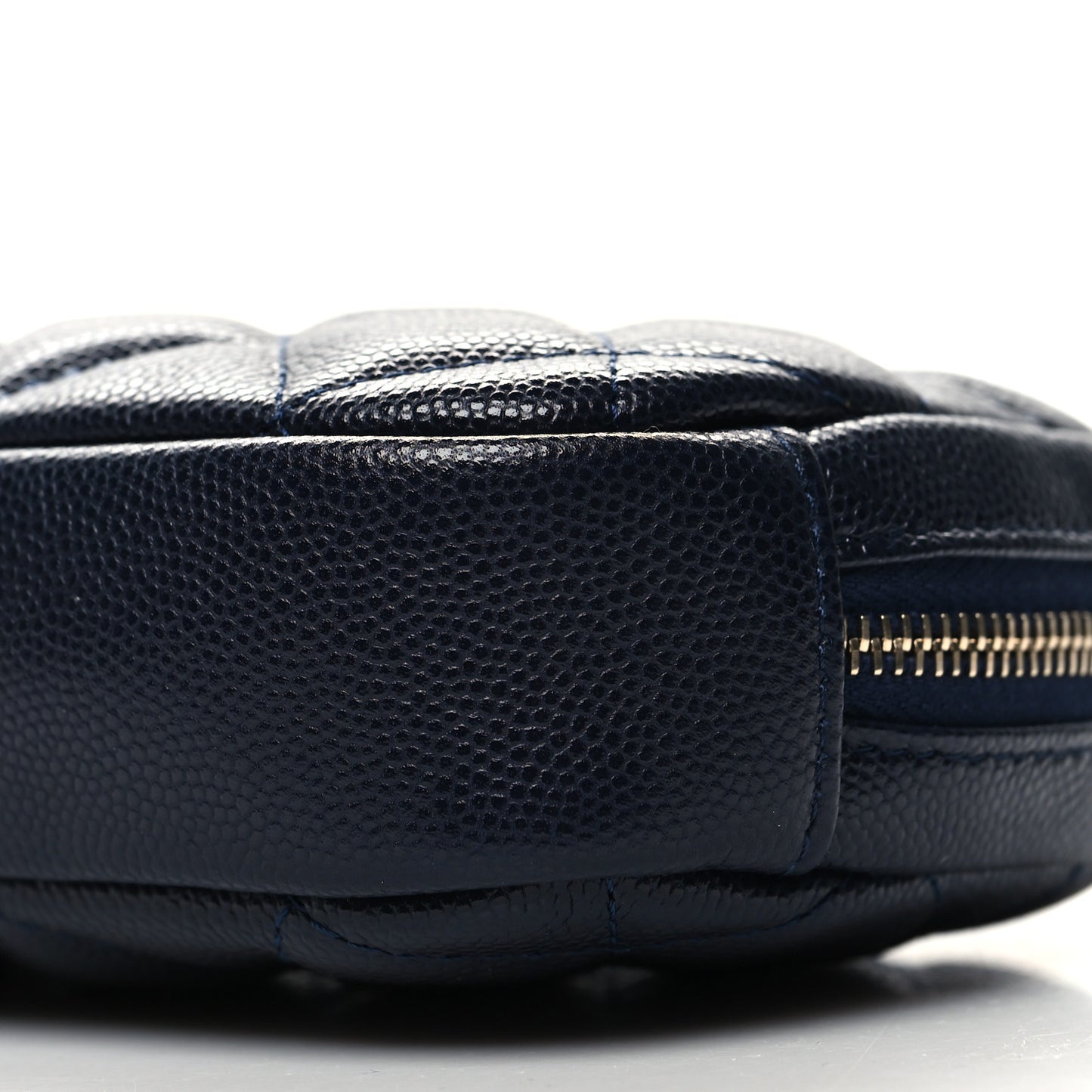 Caviar Quilted Small Curvy Pouch Cosmetic Case Navy