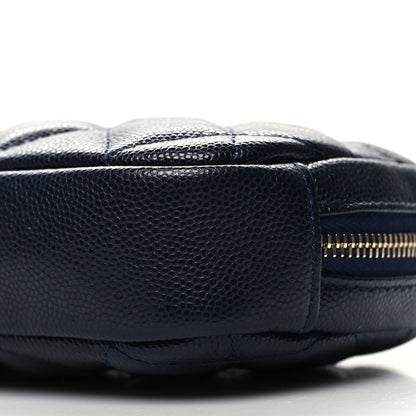 Chanel Caviar Quilted Small Curvy Pouch Cosmetic Case Navy 10 of 10
