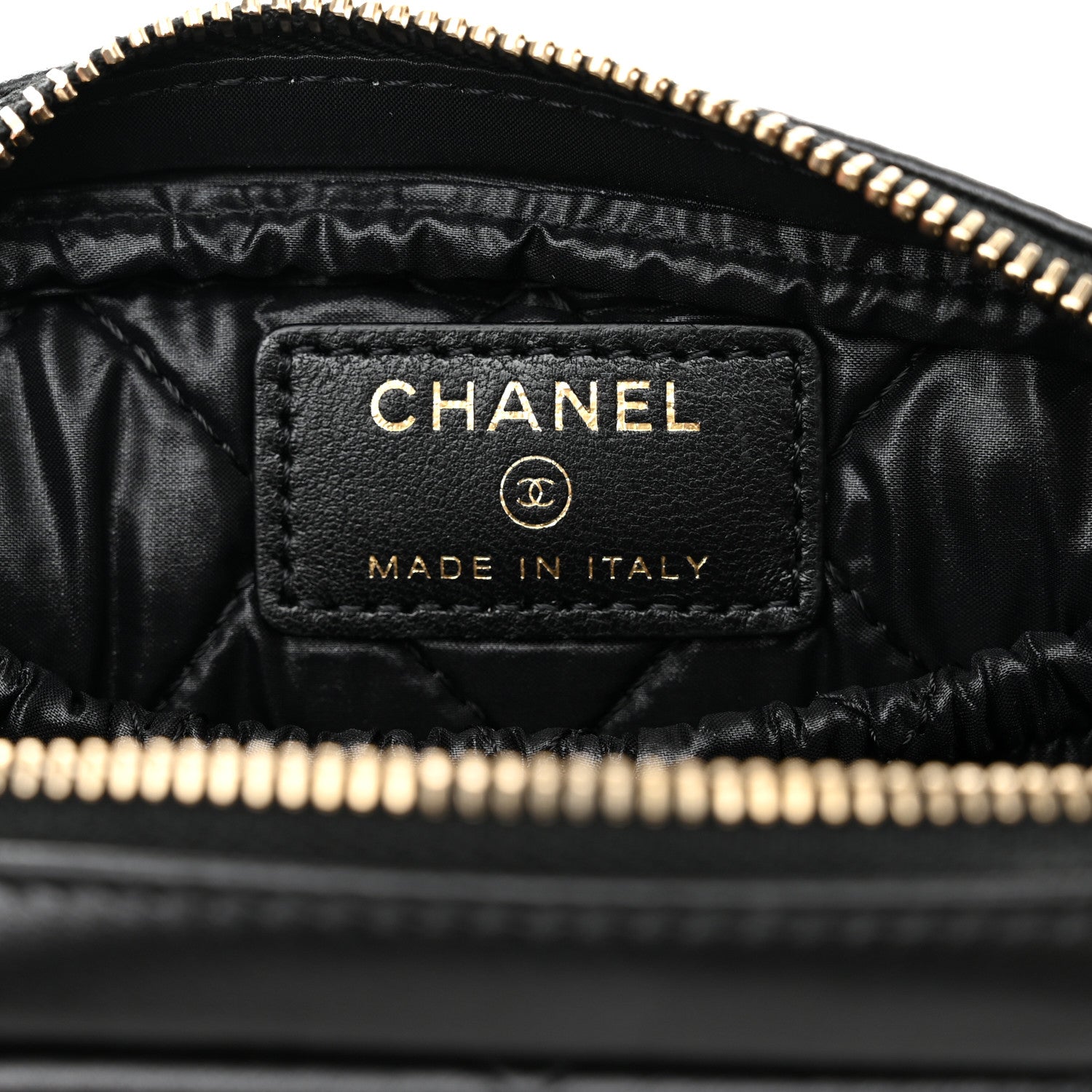 Chanel Lambskin Quilted Small Curvy Pouch Cosmetic Case Black 6 of 9