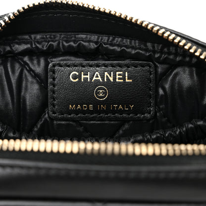 Chanel Lambskin Quilted Small Curvy Pouch Cosmetic Case Black 6 of 9