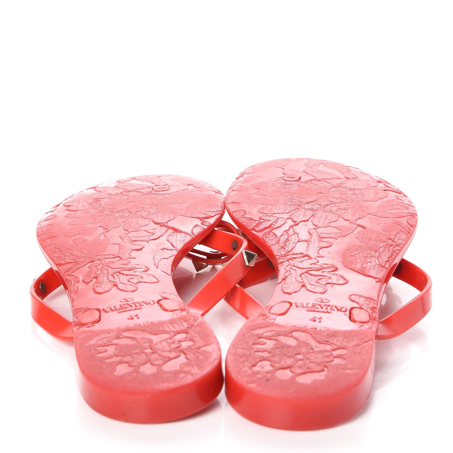 Valentino Garavani PVC Jelly Rockstud Bow Thong Sandals 41 Rosso Valentino 7 of 10