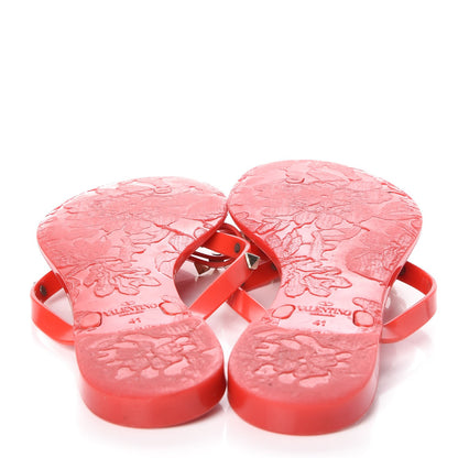 Valentino Garavani PVC Jelly Rockstud Bow Thong Sandals 41 Rosso Valentino 7 of 10